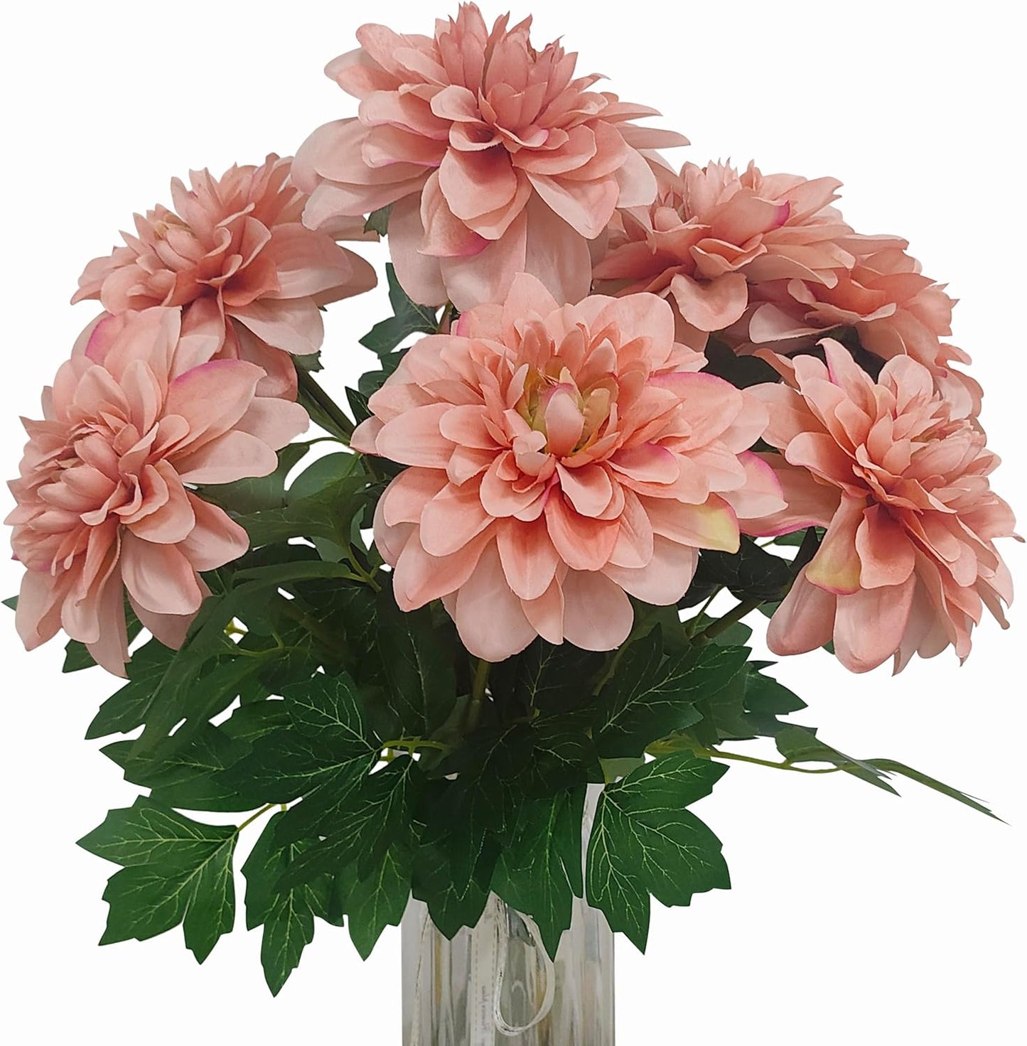 8 Pcs Dahlia Artificial Flowers, 24" Fake Silk Dahlia Flower Bouquets for DIY Wedding Centerpieces Arrangements Bridal Shower Party Home Decorations (8, red Bean Pink)