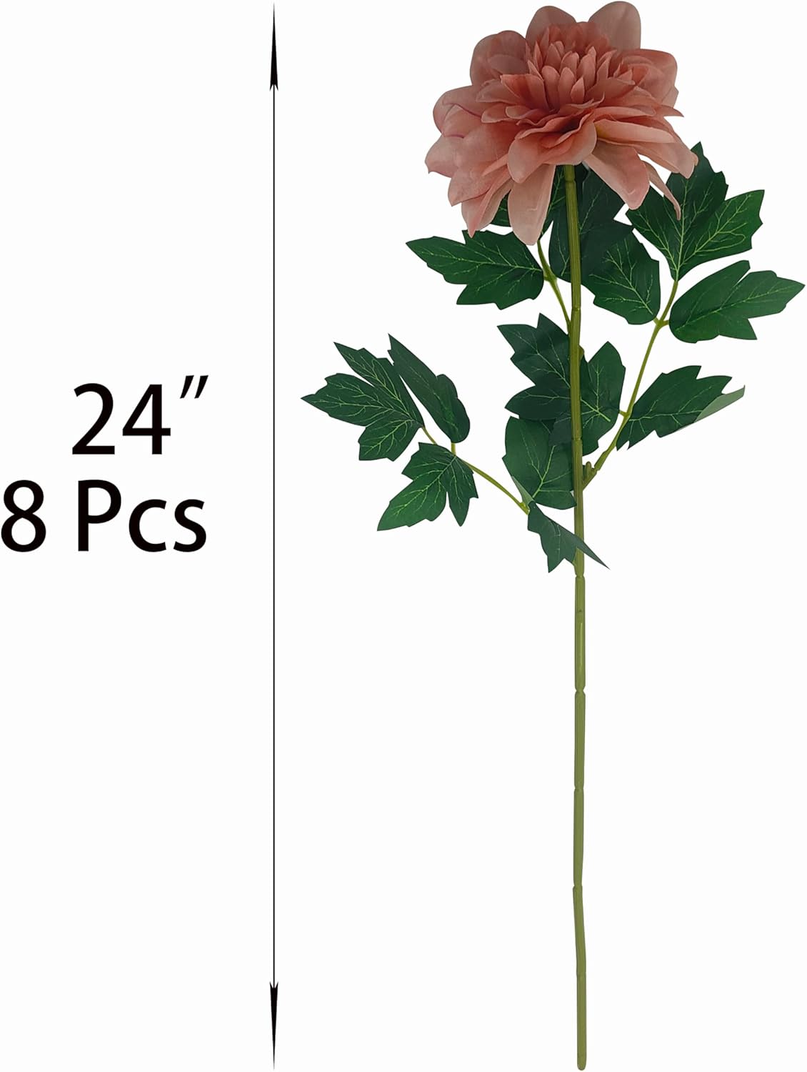 8 Pcs Dahlia Artificial Flowers, 24" Fake Silk Dahlia Flower Bouquets for DIY Wedding Centerpieces Arrangements Bridal Shower Party Home Decorations (8, red Bean Pink)