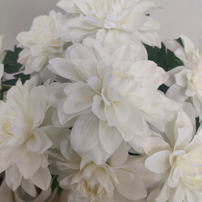 8 Pcs Dahlia Artificial Flowers, 24" Fake Silk Dahlia Flower Bouquets for DIY Wedding Centerpieces Arrangements Bridal Shower Party Home Decorations (8, red Bean Pink)