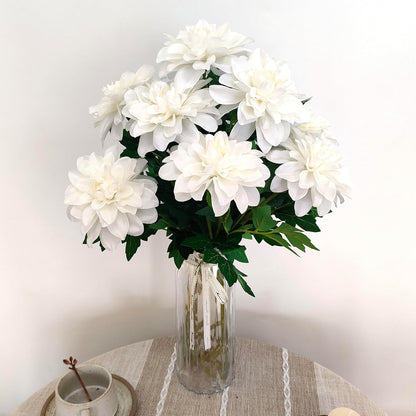 8 Pcs Dahlia Artificial Flowers, 24" Fake Silk Dahlia Flower Bouquets for DIY Wedding Centerpieces Arrangements Bridal Shower Party Home Decorations (8, red Bean Pink)