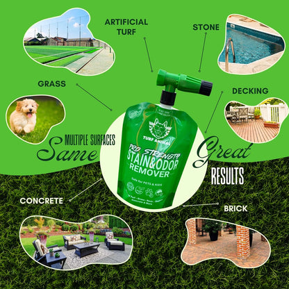 PRO‑STRENGTH Turf Animal Outdoor Pet Odor Remover & Neutralizer for Dogs & Pets – Heavy‑Duty Urine Eliminator for Artificial Turf, Patios & Concrete – Eco‑Friendly – 42.3 fl oz Bag + Sprayer