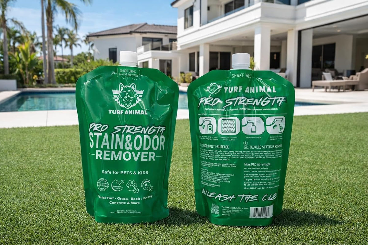 PRO‑STRENGTH Turf Animal Outdoor Pet Odor Remover & Neutralizer for Dogs & Pets – Heavy‑Duty Urine Eliminator for Artificial Turf, Patios & Concrete – Eco‑Friendly – 42.3 fl oz Bag + Sprayer