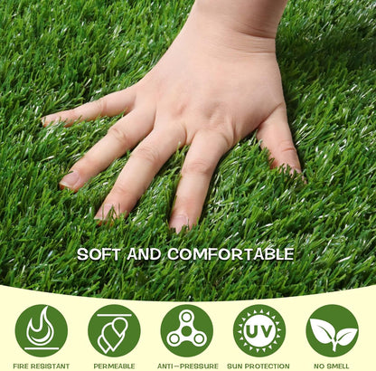 Artificial Grass Thick Turf Rug 4 ft x 6 ft, 35MM Outdoor Indoor Fake Grass Mat, Astro Turf Lawn for Dogs Pets, Synthetic Grass Rug with Drainage Holes & Rubber Backing/Custom Size