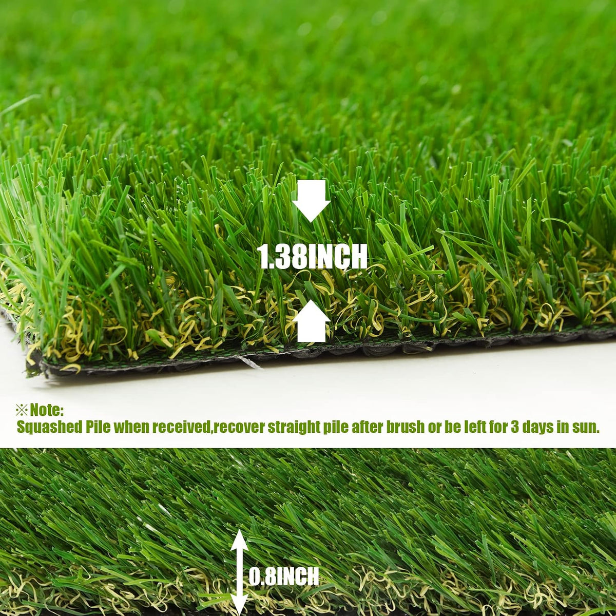 Artificial Grass Thick Turf Rug 4 ft x 6 ft, 35MM Outdoor Indoor Fake Grass Mat, Astro Turf Lawn for Dogs Pets, Synthetic Grass Rug with Drainage Holes & Rubber Backing/Custom Size