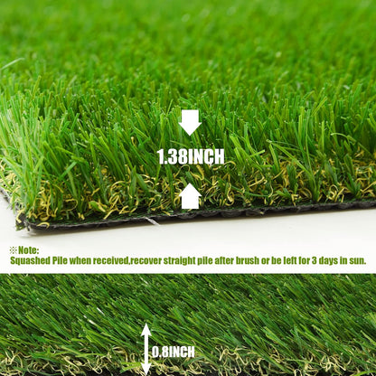 Artificial Grass Thick Turf Rug 4 ft x 6 ft, 35MM Outdoor Indoor Fake Grass Mat, Astro Turf Lawn for Dogs Pets, Synthetic Grass Rug with Drainage Holes & Rubber Backing/Custom Size