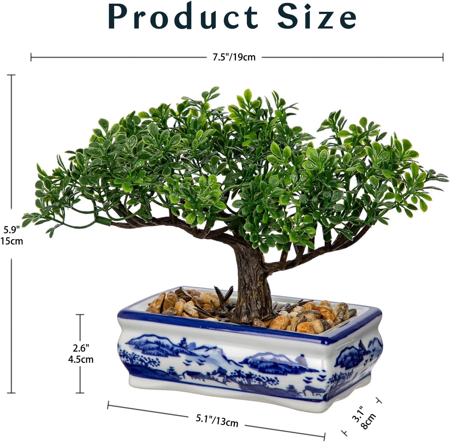 Artificial Bonsai Tree Juniper Faux Plants Indoor Small Fake Plants Decor with Ceramic Pots for Home Table Office Desk Bathroom Shelf Bedroom Living Room Farmhouse Decorations