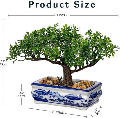 Artificial Bonsai Tree Juniper Faux Plants Indoor Small Fake Plants Decor with Ceramic Pots for Home Table Office Desk Bathroom Shelf Bedroom Living Room Farmhouse Decorations
