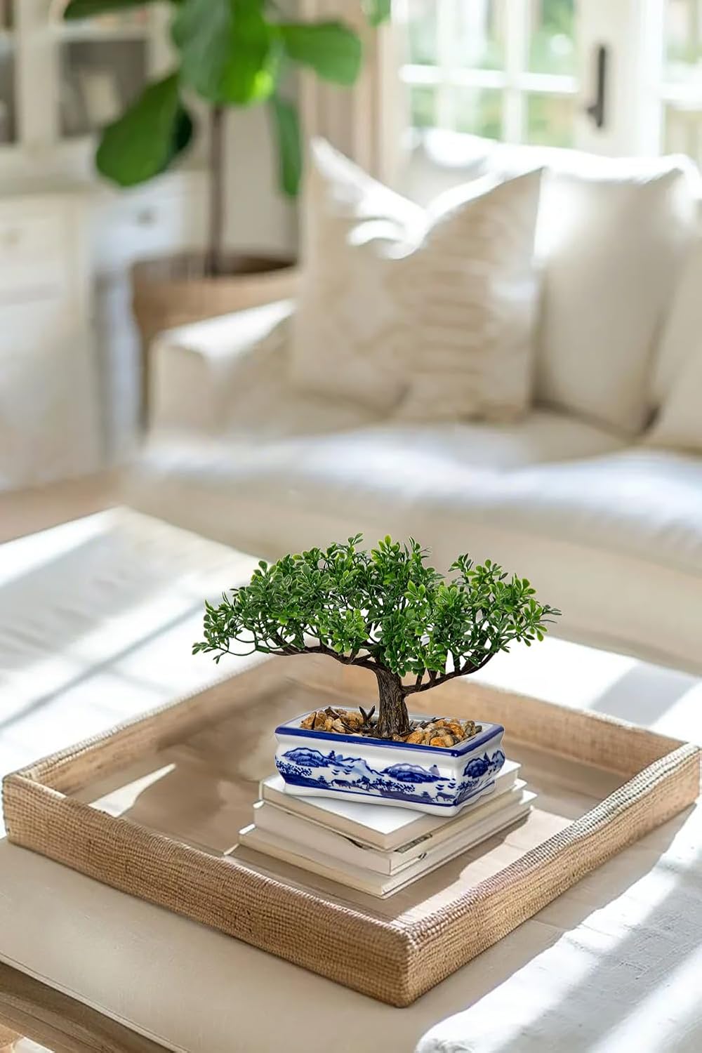 Artificial Bonsai Tree Juniper Faux Plants Indoor Small Fake Plants Decor with Ceramic Pots for Home Table Office Desk Bathroom Shelf Bedroom Living Room Farmhouse Decorations