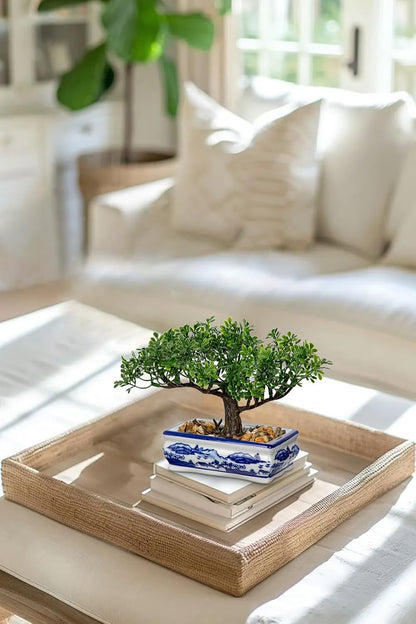 Artificial Bonsai Tree Juniper Faux Plants Indoor Small Fake Plants Decor with Ceramic Pots for Home Table Office Desk Bathroom Shelf Bedroom Living Room Farmhouse Decorations