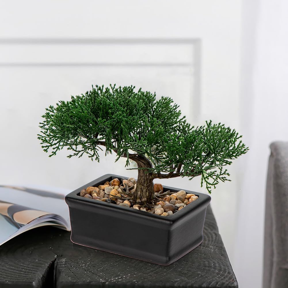 Artificial Bonsai Tree Juniper Faux Plants Indoor Small Fake Plants Decor with Ceramic Pots for Home Table Office Desk Bathroom Shelf Bedroom Living Room Farmhouse Decorations