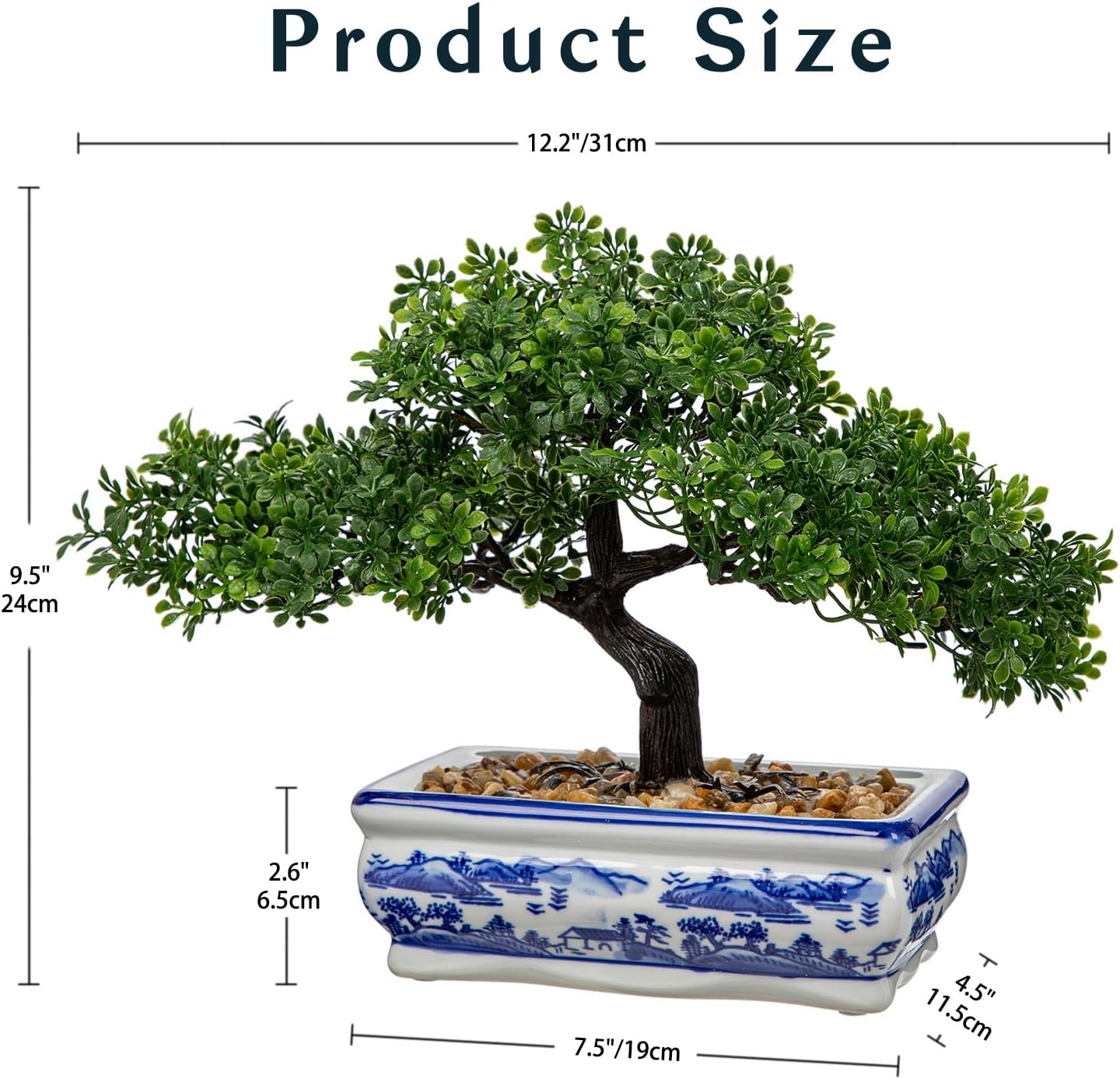 Artificial Bonsai Tree Juniper Faux Plants Indoor Small Fake Plants Decor with Ceramic Pots for Home Table Office Desk Bathroom Shelf Bedroom Living Room Farmhouse Decorations