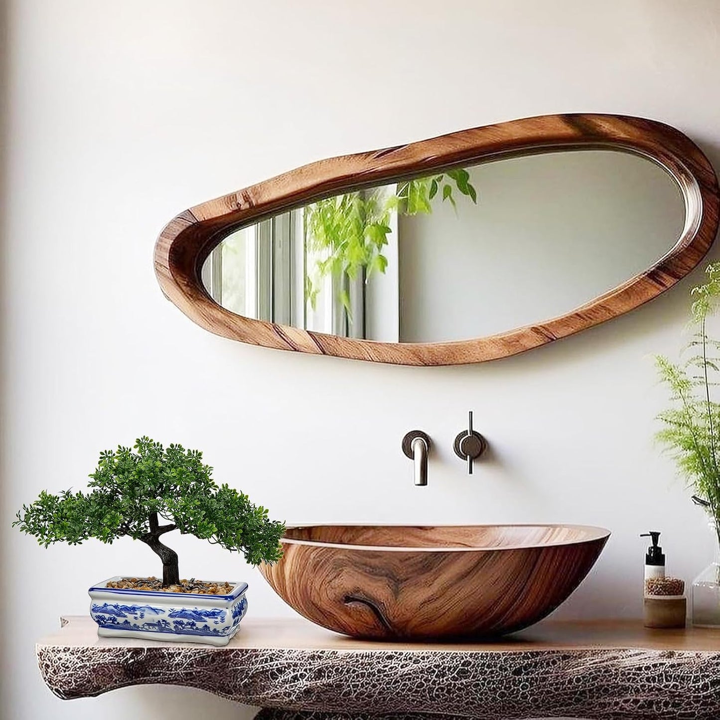 Artificial Bonsai Tree Juniper Faux Plants Indoor Small Fake Plants Decor with Ceramic Pots for Home Table Office Desk Bathroom Shelf Bedroom Living Room Farmhouse Decorations