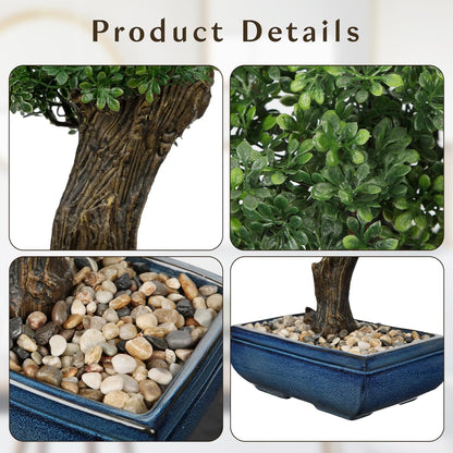 Artificial Bonsai Tree Juniper Faux Plants Indoor Small Fake Plants Decor with Ceramic Pots for Home Table Office Desk Bathroom Shelf Bedroom Living Room Farmhouse Decorations