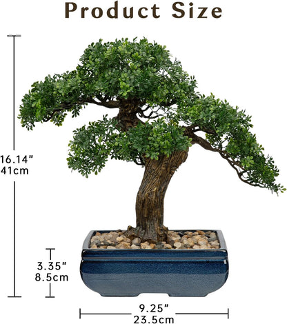 Artificial Bonsai Tree Juniper Faux Plants Indoor Small Fake Plants Decor with Ceramic Pots for Home Table Office Desk Bathroom Shelf Bedroom Living Room Farmhouse Decorations