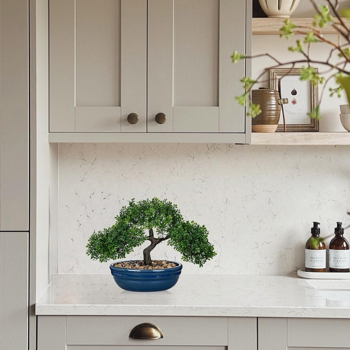 Artificial Bonsai Tree Juniper Faux Plants Indoor Small Fake Plants Decor with Ceramic Pots for Home Table Office Desk Bathroom Shelf Bedroom Living Room Farmhouse Decorations