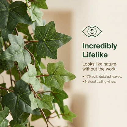 13" Artificial English Ivy Plant – Faux Greenery with 176 Leaves for Hanging Baskets, Window Boxes, Indoor Decor, Outdoor Planters, Home and Event Decorations – UV Resistant & Lifelike