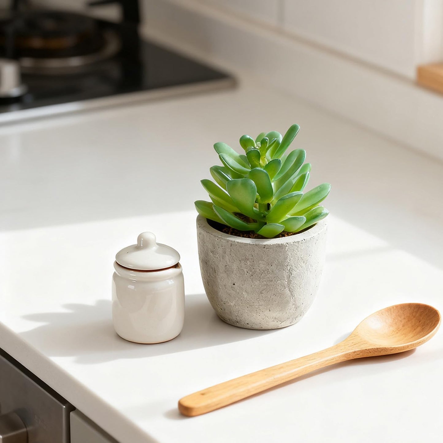 Mini 4 Succulents Plants Artificial in Pots Fake Plants for Bedroom Aesthetic Living Room Shelf Bathroom Decor Office Desk Accessories