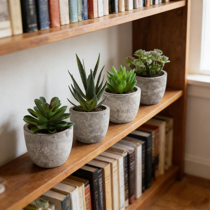 Mini 4 Succulents Plants Artificial in Pots Fake Plants for Bedroom Aesthetic Living Room Shelf Bathroom Decor Office Desk Accessories