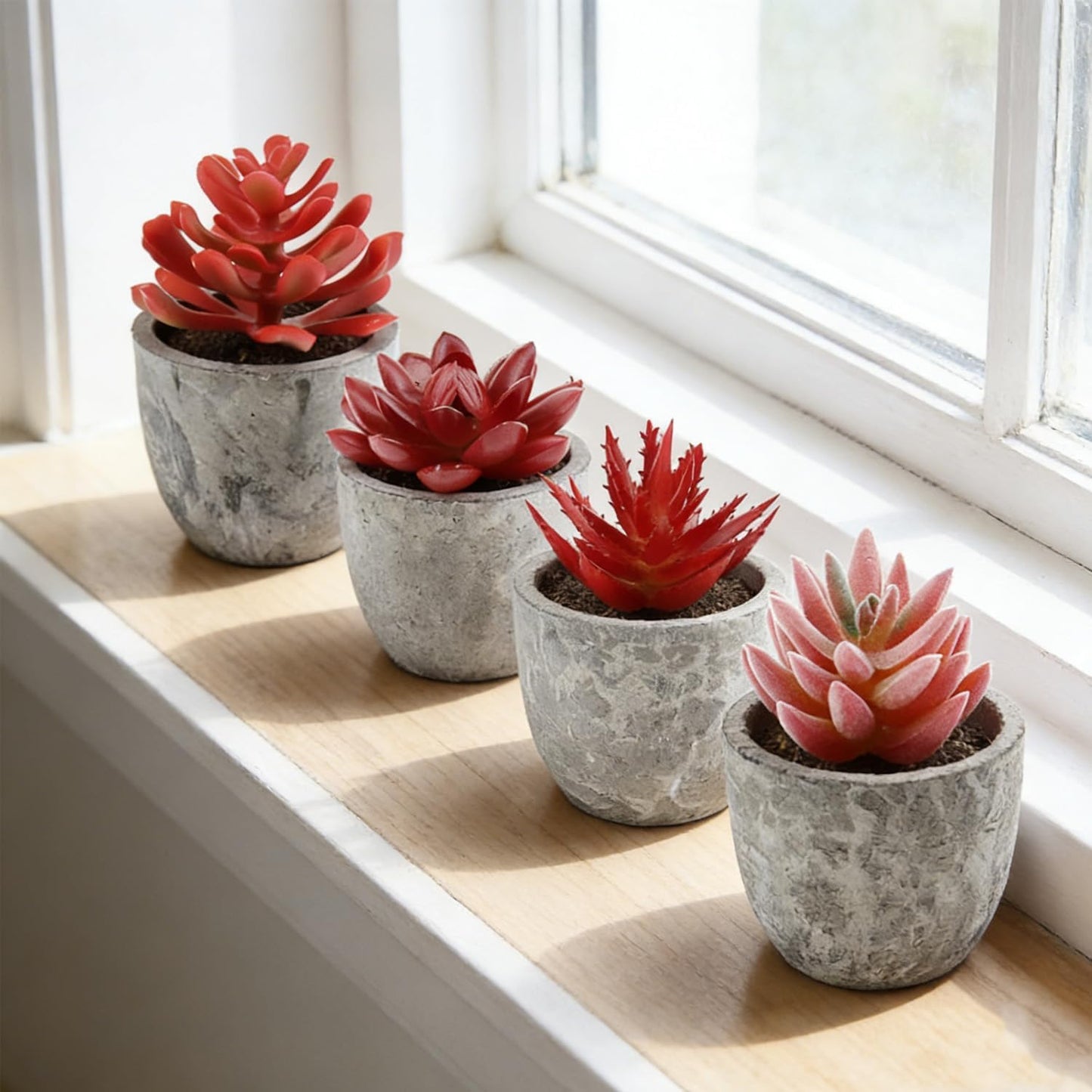 Mini 4 Succulents Plants Artificial in Pots Fake Plants for Bedroom Aesthetic Living Room Shelf Bathroom Decor Office Desk Accessories