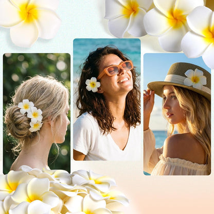 48Pcs Artificial Plumeria Flowers,5 CM White Foam Frangipani Flowers