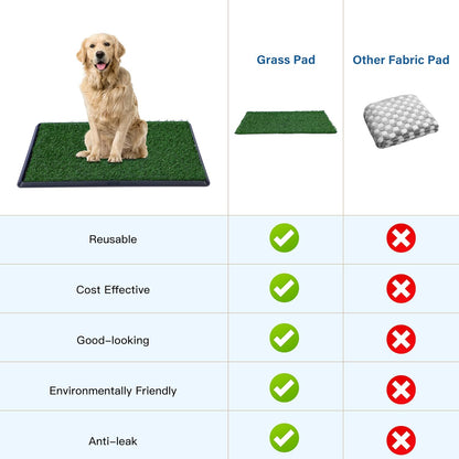 Artificial Dog Grass Pad with Tray for Potty – 16x20 inches Strong Absorbency Grass Pad, Dog Litter Box for Indoor/Balcony/Apartment