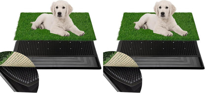 Artificial Dog Grass Pad with Tray for Potty – 16x20 inches Strong Absorbency Grass Pad, Dog Litter Box for Indoor/Balcony/Apartment