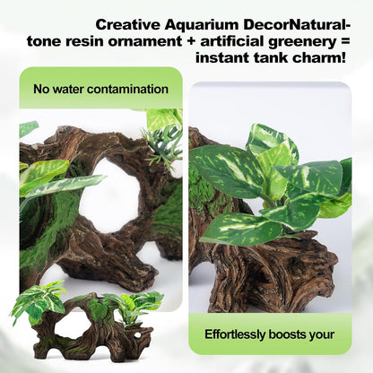 8 Pcs Driftwood Cave Aquarium Decor Decor Silk Aquarium Plants Leaves are Soft and Safe for Aquarium Decoration and Fish Tank Decoration