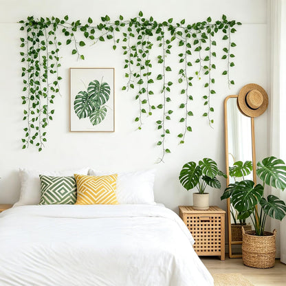 450ft Artificial Ivy Vines Hanging Greenery Garland, Fake Vines Leaves Plants for Bedroom Wall Decor, Garden & Outdoor Wall Decoration