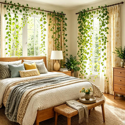 450ft Artificial Ivy Vines Hanging Greenery Garland, Fake Vines Leaves Plants for Bedroom Wall Decor, Garden & Outdoor Wall Decoration