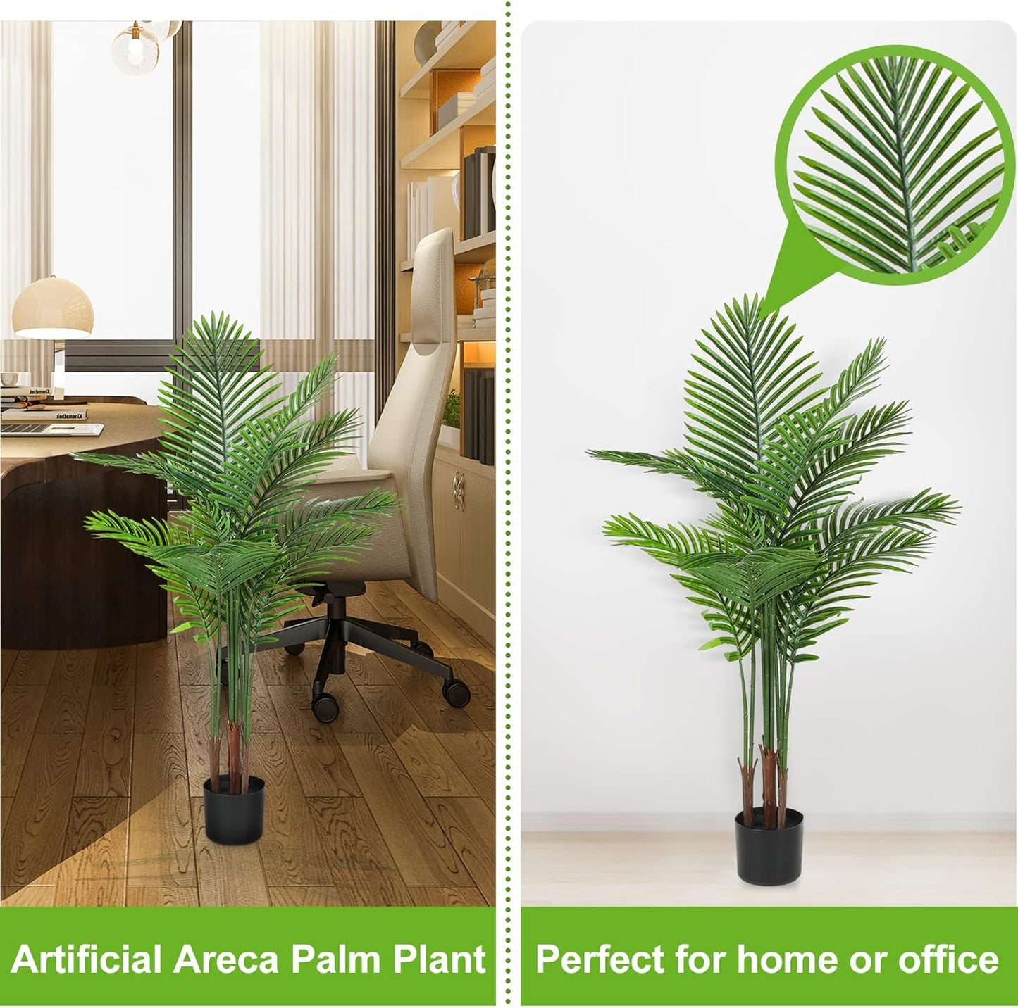 4 Pack Artificial Palm Trees 4Ft 5Ft, Fake Plants Fake Trees Artificial Areca Palm Plants for Outdoor Indoor Faux Tree in Pot for Pool Home Office Housewarming Gift Modern Decoration