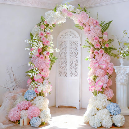 50 Pcs Faux White Blue Hydrangea Artificial Flowers Bulk, Fake Silk Hydrangea Flowers Heads with Stems for Wedding Decorations Garden Party Baby Shower Porch Home Decor Table Centerpieces