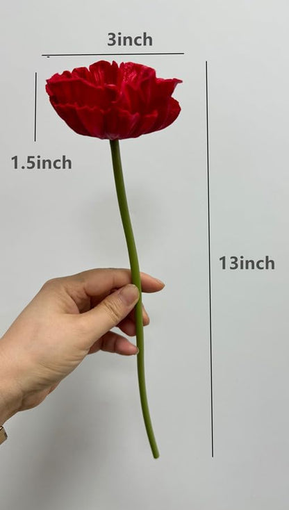 8 Stem 13" Artificial Flowers Poppy Flowers with Stems,Real Touch Anemone PU Fake Wild Flowers Bulk for Kitchen Table Centerpiece Vase,Wedding Bouquets for Bride Bridesmaid Backdrop Arch Wall (white)