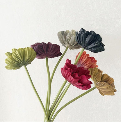 8 Stem 13" Artificial Flowers Poppy Flowers with Stems,Real Touch Anemone PU Fake Wild Flowers Bulk for Kitchen Table Centerpiece Vase,Wedding Bouquets for Bride Bridesmaid Backdrop Arch Wall (white)