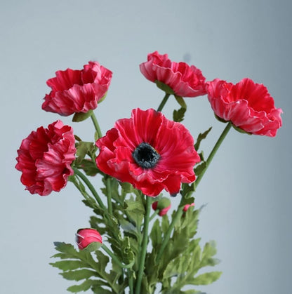 8 Stem 13" Artificial Flowers Poppy Flowers with Stems,Real Touch Anemone PU Fake Wild Flowers Bulk for Kitchen Table Centerpiece Vase,Wedding Bouquets for Bride Bridesmaid Backdrop Arch Wall (white)