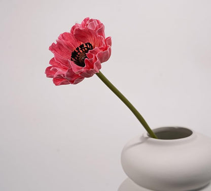 8 Stem 13" Artificial Flowers Poppy Flowers with Stems,Real Touch Anemone PU Fake Wild Flowers Bulk for Kitchen Table Centerpiece Vase,Wedding Bouquets for Bride Bridesmaid Backdrop Arch Wall (white)