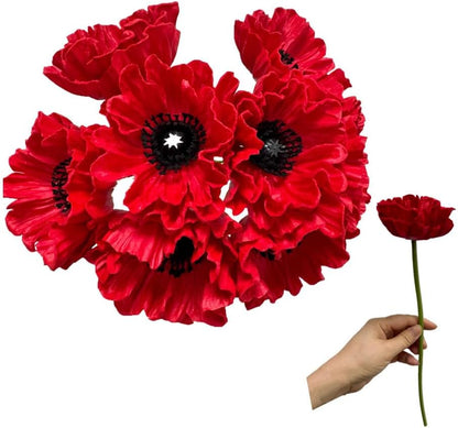 8 Stem 13" Artificial Flowers Poppy Flowers with Stems,Real Touch Anemone PU Fake Wild Flowers Bulk for Kitchen Table Centerpiece Vase,Wedding Bouquets for Bride Bridesmaid Backdrop Arch Wall (white)