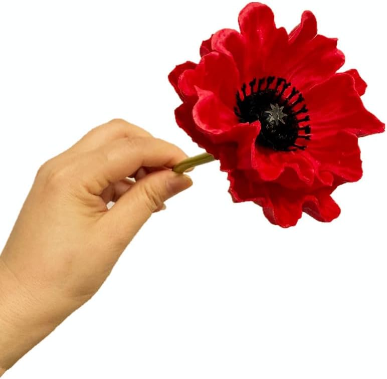 8 Stem 13" Artificial Flowers Poppy Flowers with Stems,Real Touch Anemone PU Fake Wild Flowers Bulk for Kitchen Table Centerpiece Vase,Wedding Bouquets for Bride Bridesmaid Backdrop Arch Wall (white)