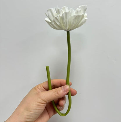 8 Stem 13" Artificial Flowers Poppy Flowers with Stems,Real Touch Anemone PU Fake Wild Flowers Bulk for Kitchen Table Centerpiece Vase,Wedding Bouquets for Bride Bridesmaid Backdrop Arch Wall (white)