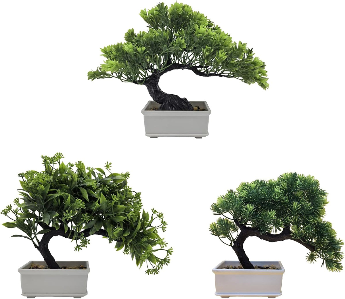 Artificial Bonsai Pine Tree Fake Desk Plants Commercial Reception Charm Adornment Home Decor Office Bookshelf Decor (Green)