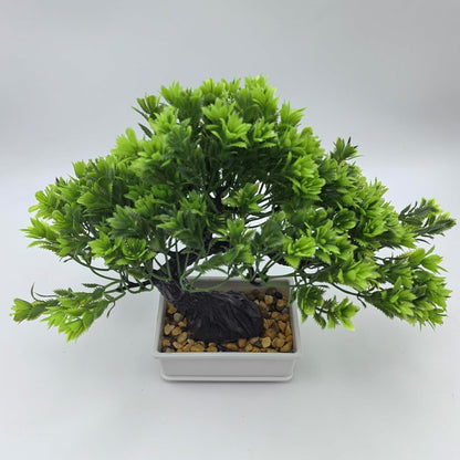 Artificial Bonsai Pine Tree Fake Desk Plants Commercial Reception Charm Adornment Home Decor Office Bookshelf Decor (Green)