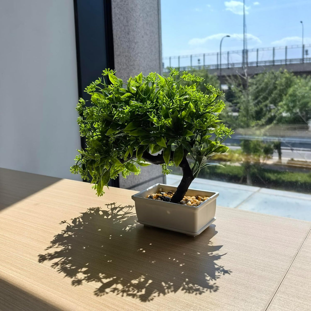 Artificial Bonsai Pine Tree Fake Desk Plants Commercial Reception Charm Adornment Home Decor Office Bookshelf Decor (Green)