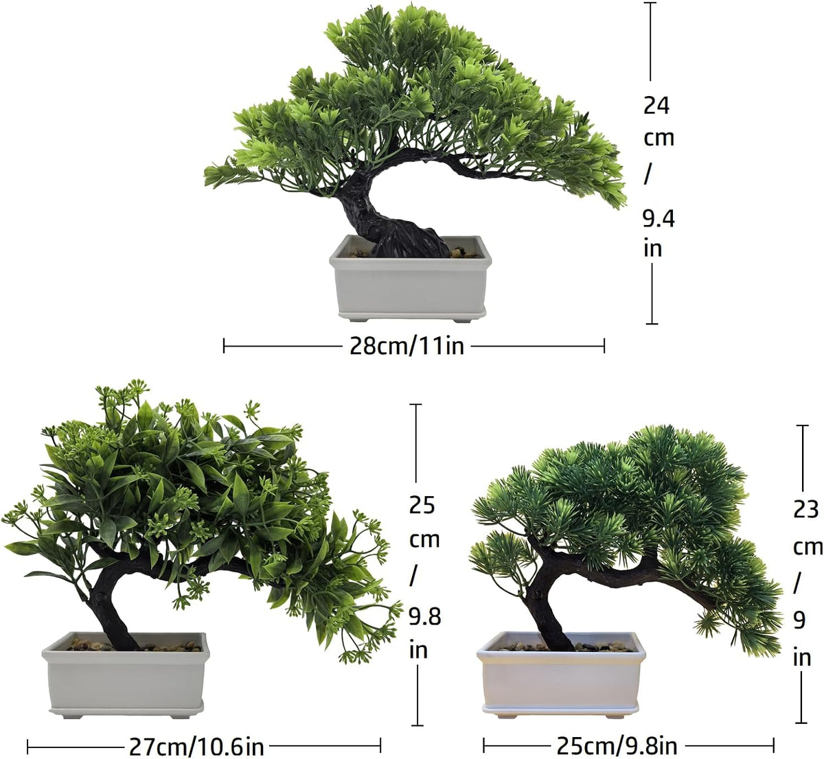 Artificial Bonsai Pine Tree Fake Desk Plants Commercial Reception Charm Adornment Home Decor Office Bookshelf Decor (Green)