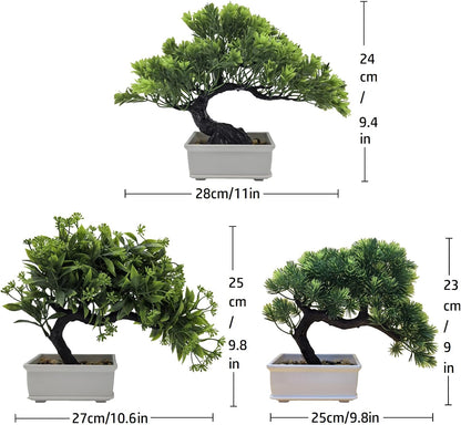 Artificial Bonsai Pine Tree Fake Desk Plants Commercial Reception Charm Adornment Home Decor Office Bookshelf Decor (Green)