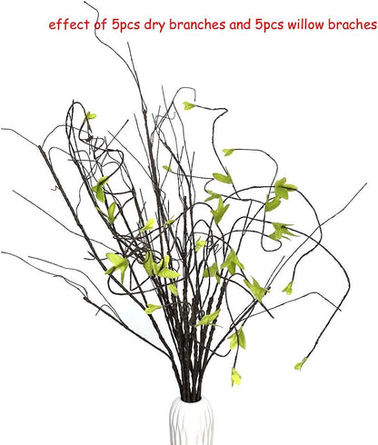 5Pcs 29.5" Lifelike Dry Willow Branches Bendable Iron Wires Artificial Floral Flower Stub Stem DIY Craft Wedding Home Room Office Hotel Hall Decoration
