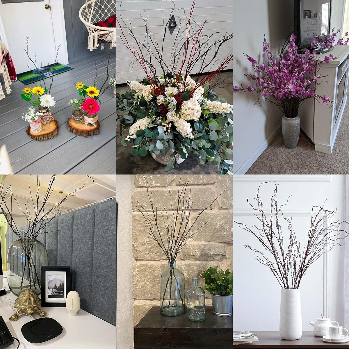 5Pcs 29.5" Lifelike Dry Willow Branches Bendable Iron Wires Artificial Floral Flower Stub Stem DIY Craft Wedding Home Room Office Hotel Hall Decoration