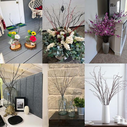 5Pcs 29.5" Lifelike Dry Willow Branches Bendable Iron Wires Artificial Floral Flower Stub Stem DIY Craft Wedding Home Room Office Hotel Hall Decoration
