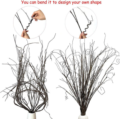 5Pcs 29.5" Lifelike Dry Willow Branches Bendable Iron Wires Artificial Floral Flower Stub Stem DIY Craft Wedding Home Room Office Hotel Hall Decoration