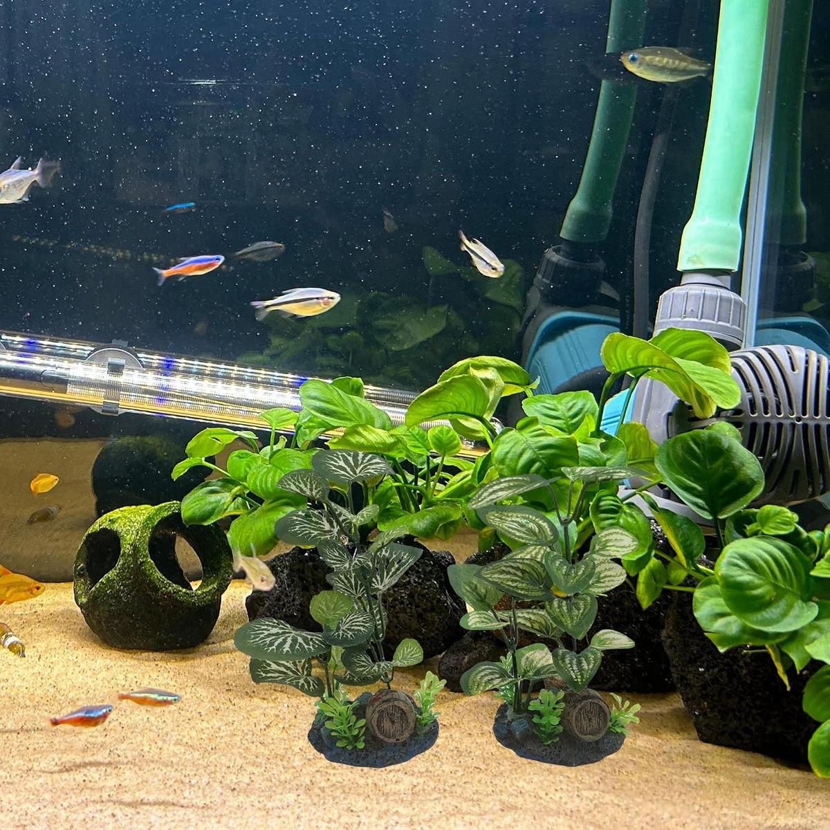 Artificial Fish Tank Plants Aquarium Plant Aquatic Water Grass Foreground Decor (Green)