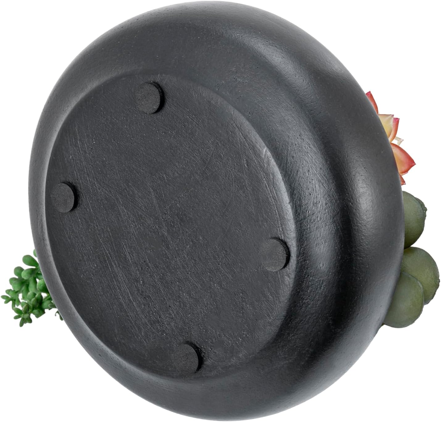 MyGift 8 Inch Round Modern Artificial Succulent Arrangement Potted in Gray Concrete Plant Bowl, Assorted Faux Mini Succulents in a Decorative Planter Pot