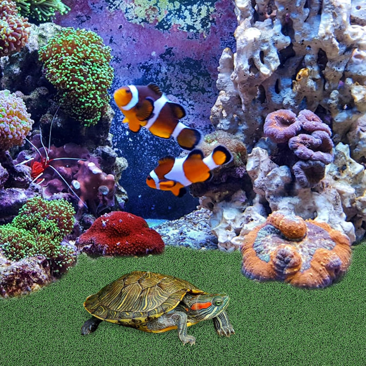 Turtle Basking Platform Turf Artificial Grass Turf for Turtle Tank Climbing Platform Mat Reptile Tank Accessories Terrarium Decor 19.68 X 9.84 X 0.19 in